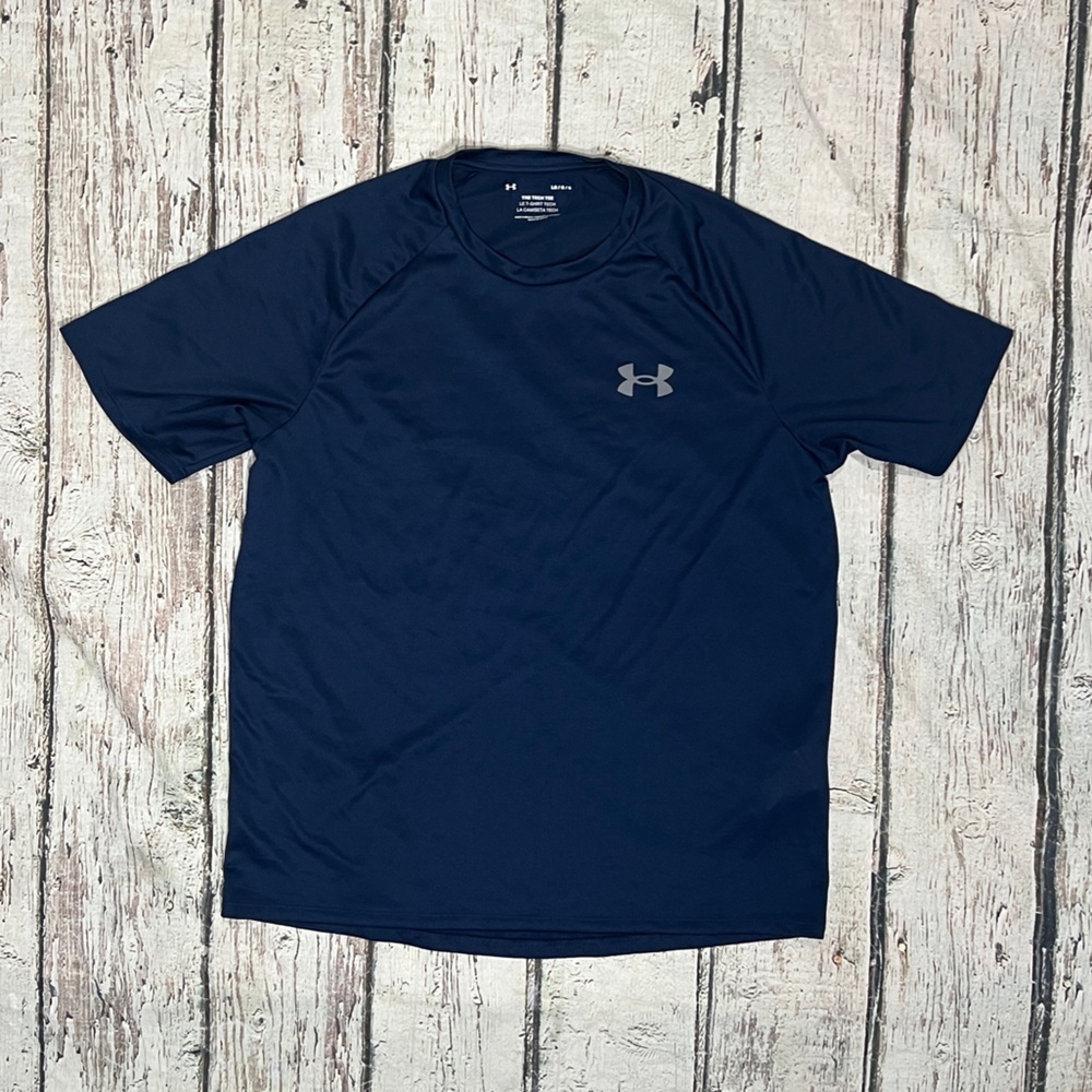 Under Armour The Tech Tee Blue Athletic Gym Sports Workout Fitness